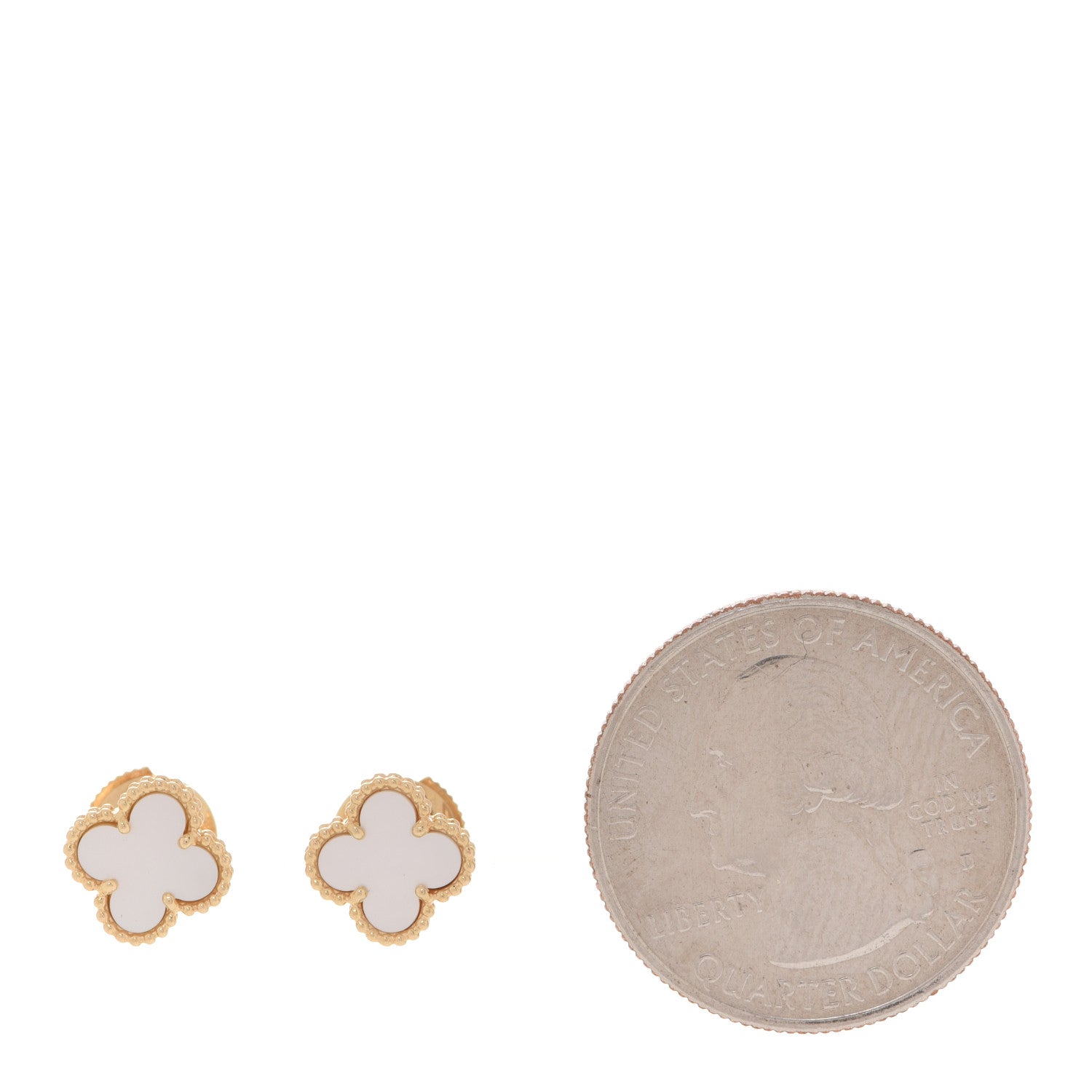 Van Cleef & Arpels 18K Yellow Gold Mother of Pearl Sweet Alhambra Earrings 6 of 13