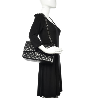 Chanel Lambskin Quilted Jumbo Double Flap Black 2 of 12