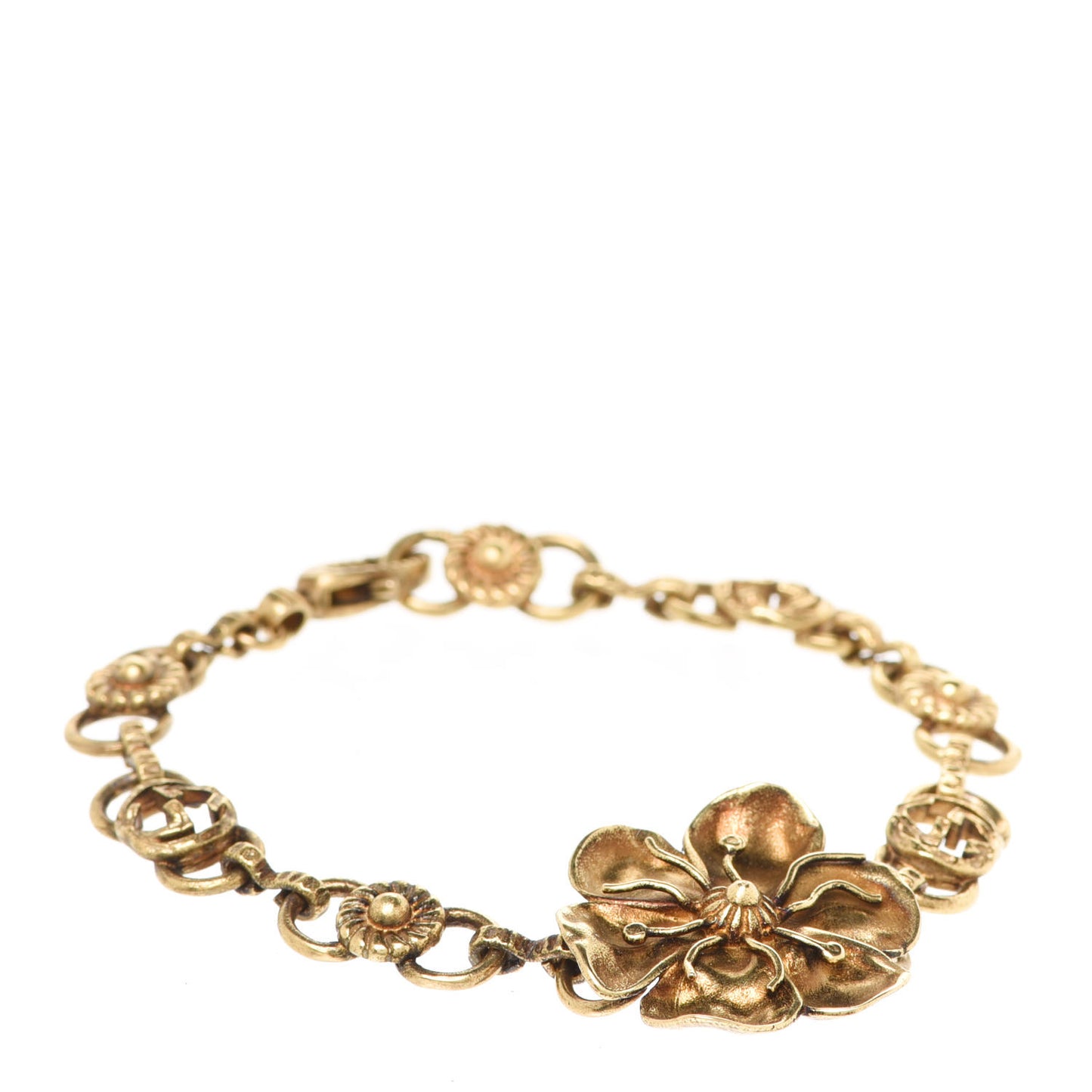 Metal Floral Detail Bracelet Aged Gold
