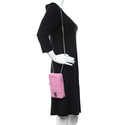 Burberry Lambskin Quilted Mini Lola Vertical Crossbody Bag Primrose Pink 2 of 10