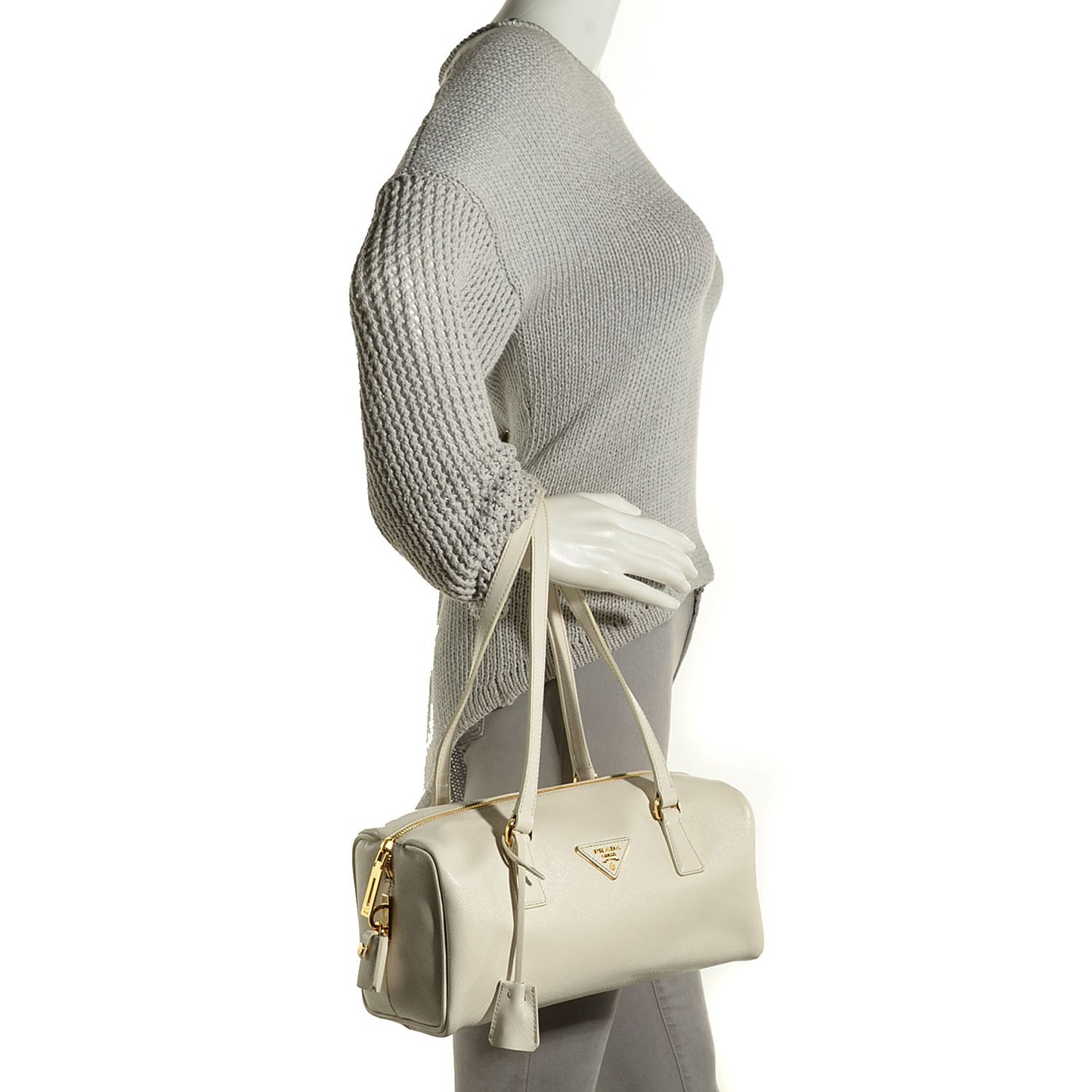 Saffiano Bowler Talco White