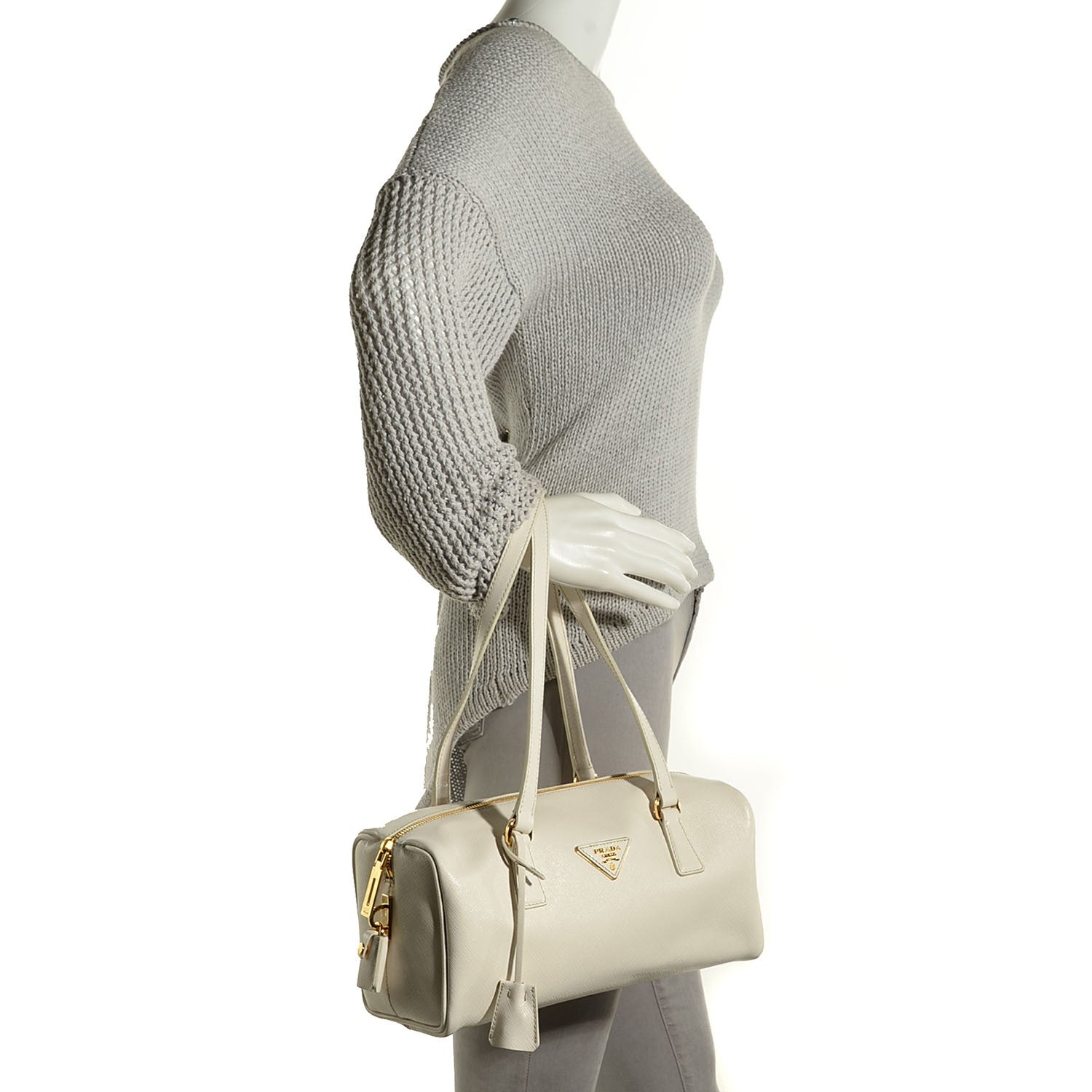 Prada Saffiano Bowler Talco White 2 of 10