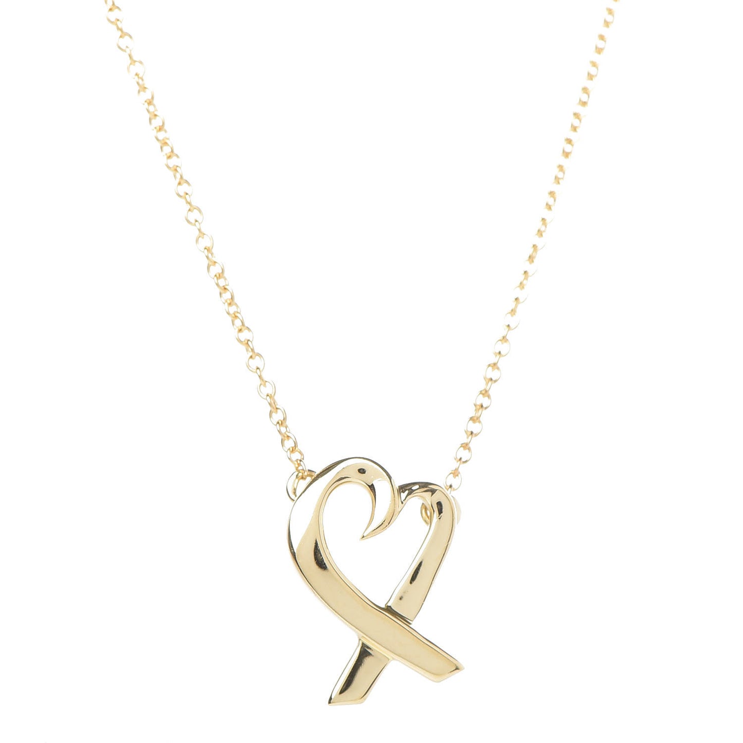 18K Yellow Gold Small Paloma Picasso Loving Heart Pendant Necklace