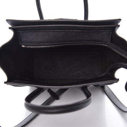 Celine Drummed Calfskin Nano Luggage Black 5 of 9