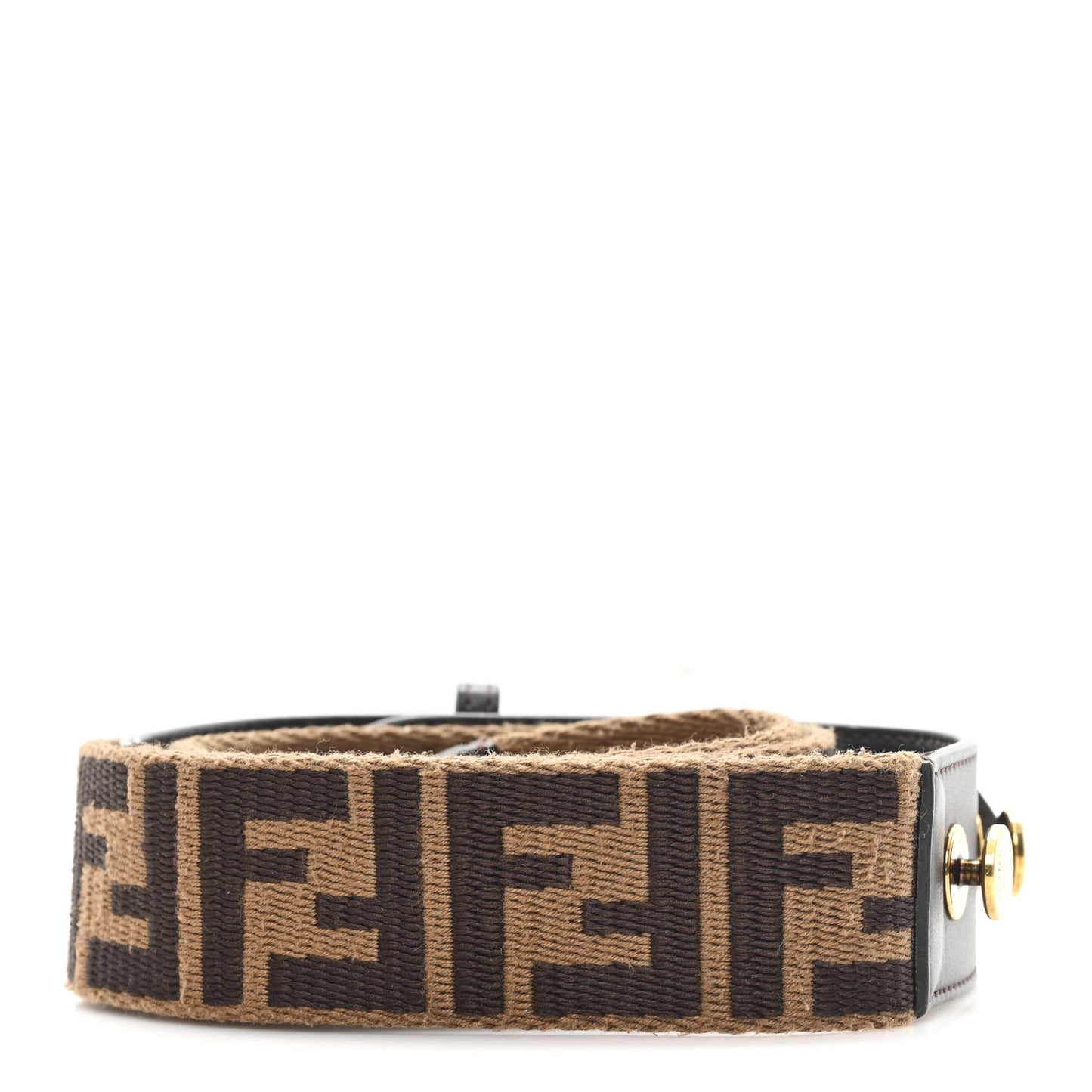 Ribbon Vitello Century FF 1974 Flat Studded Strap You Fango Marrone Ebano