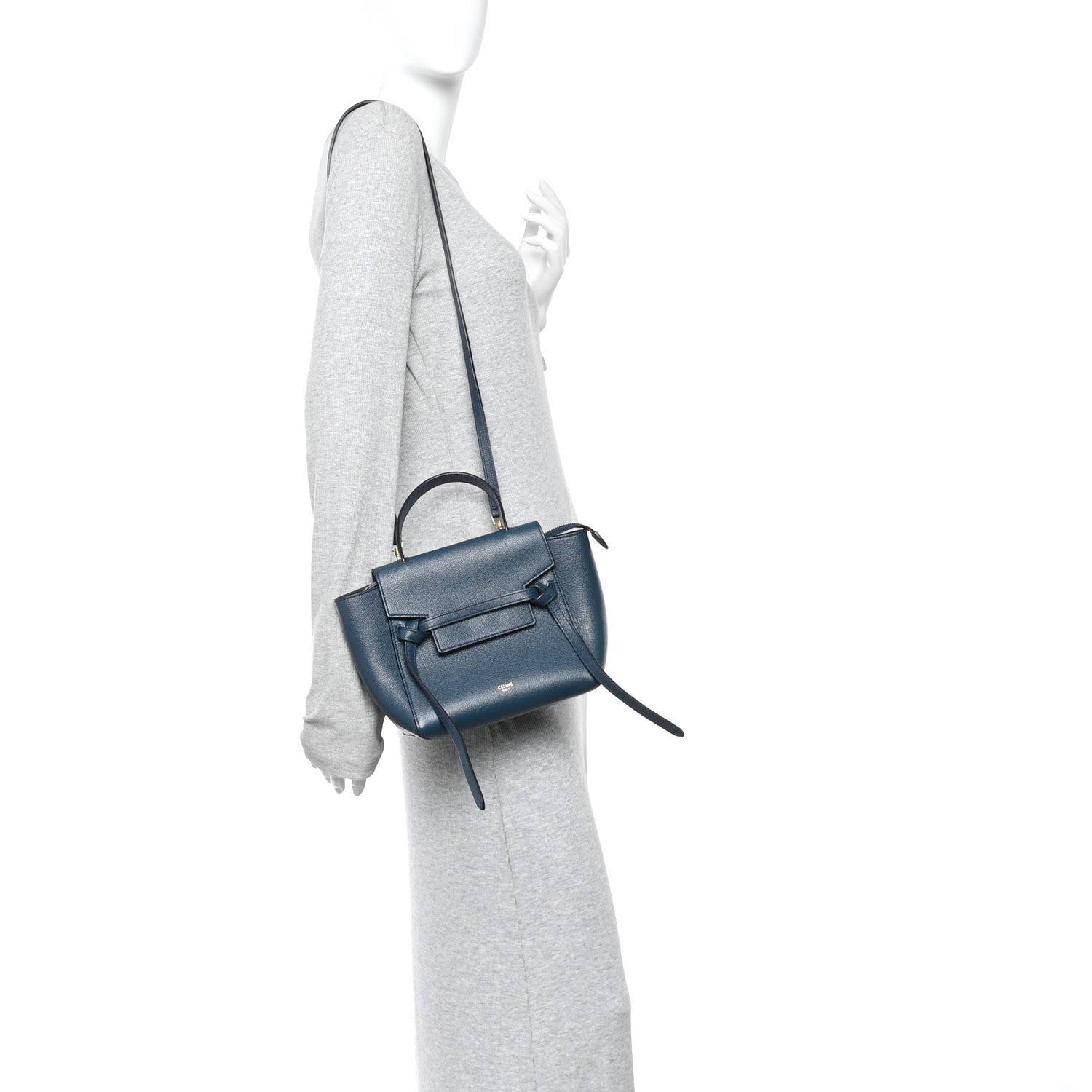 Celine Grained Calfskin Nano Belt Bag Abyss Blue 2 of 10