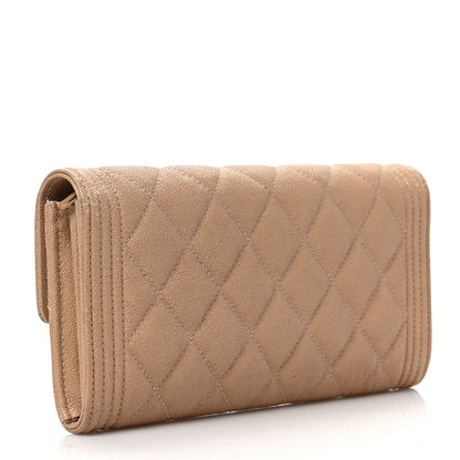 Chanel Caviar Quilted Large Boy Gusset Flap Wallet Beige 3 of 8