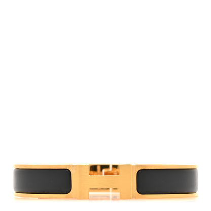 Hermes Matte Enamel Narrow Clic Clac HH Bracelet T5 Black 1 of 5
