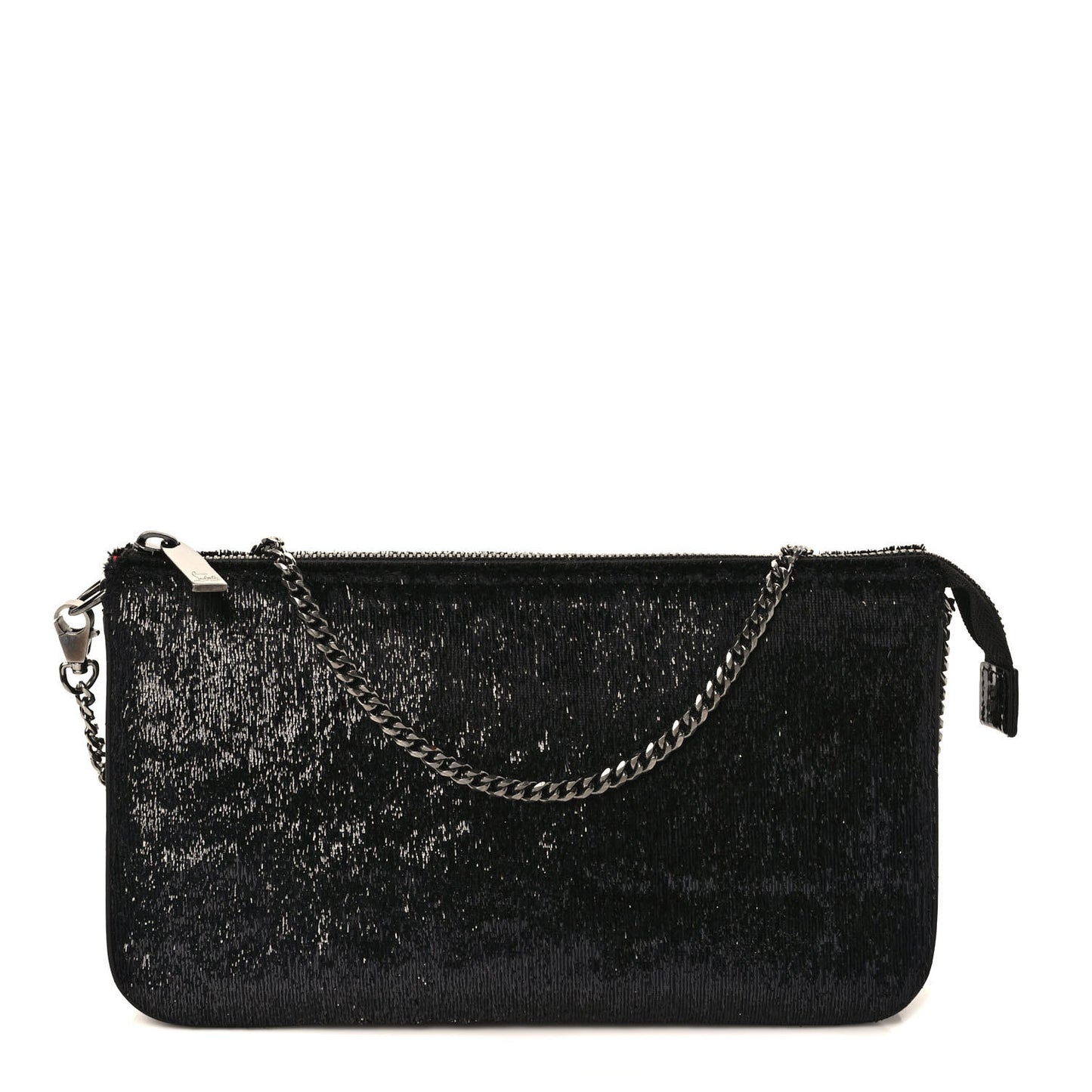 Patent Velour Loubila Chain Clutch Black