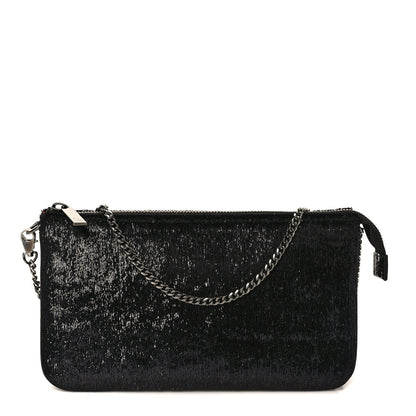 Christian Louboutin Patent Velour Loubila Chain Clutch Black 1 of 8