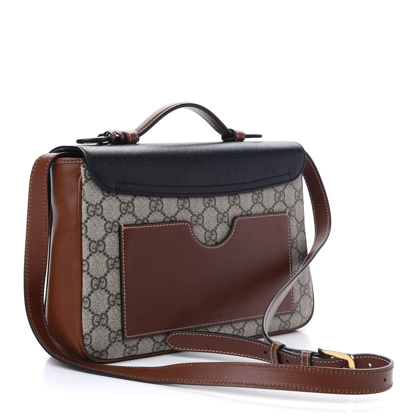 GG Supreme Monogram Calfskin Small Padlock Flap Pocket Shoulder Bag Beige Black Cuir