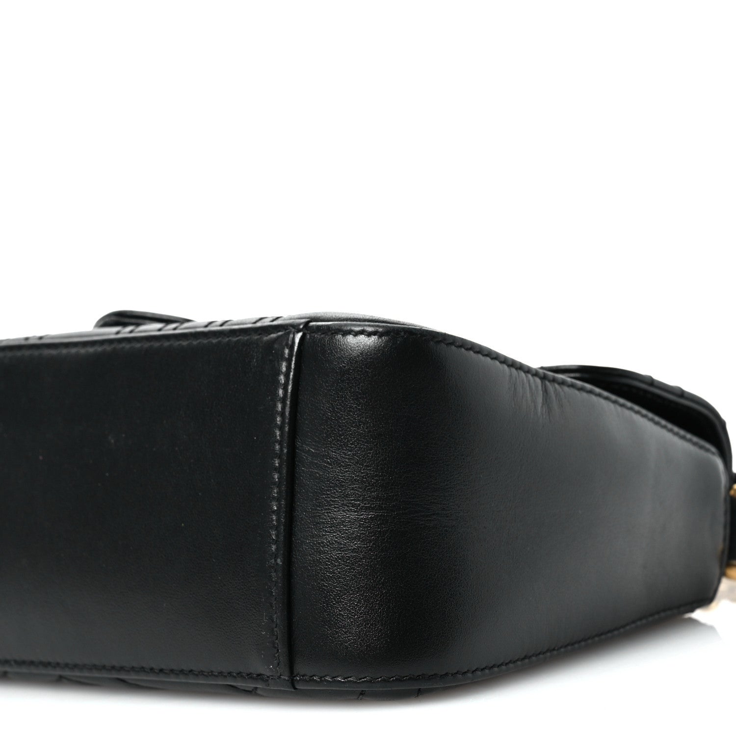 Gucci Calfskin Matelasse Mini GG Marmont Top Handle Shoulder Bag Black 9 of 12