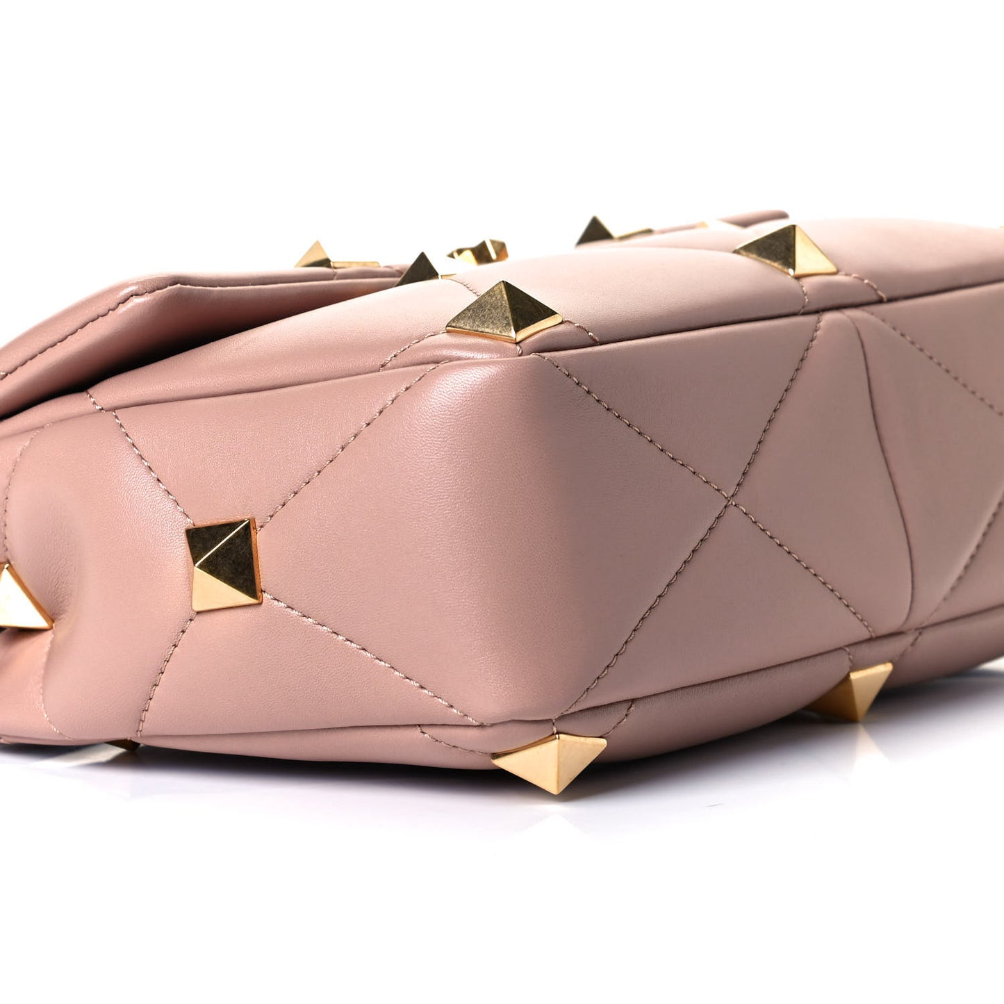 Nappa Large Roman Stud Shoulder Bag Rose Cannelle
