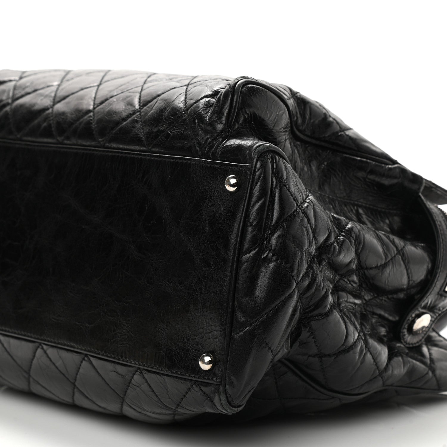 Chanel Glazed Calfskin Quilted Large New Portobello Tote Black 9 of 12