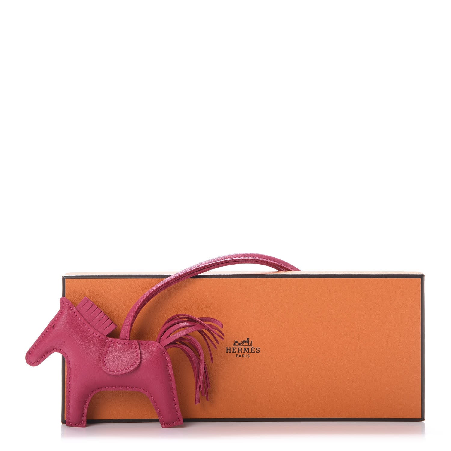 Hermes Milo Lambskin Grigri Rodeo Horse Bag Charm PM Rose Mexico 5 of 5