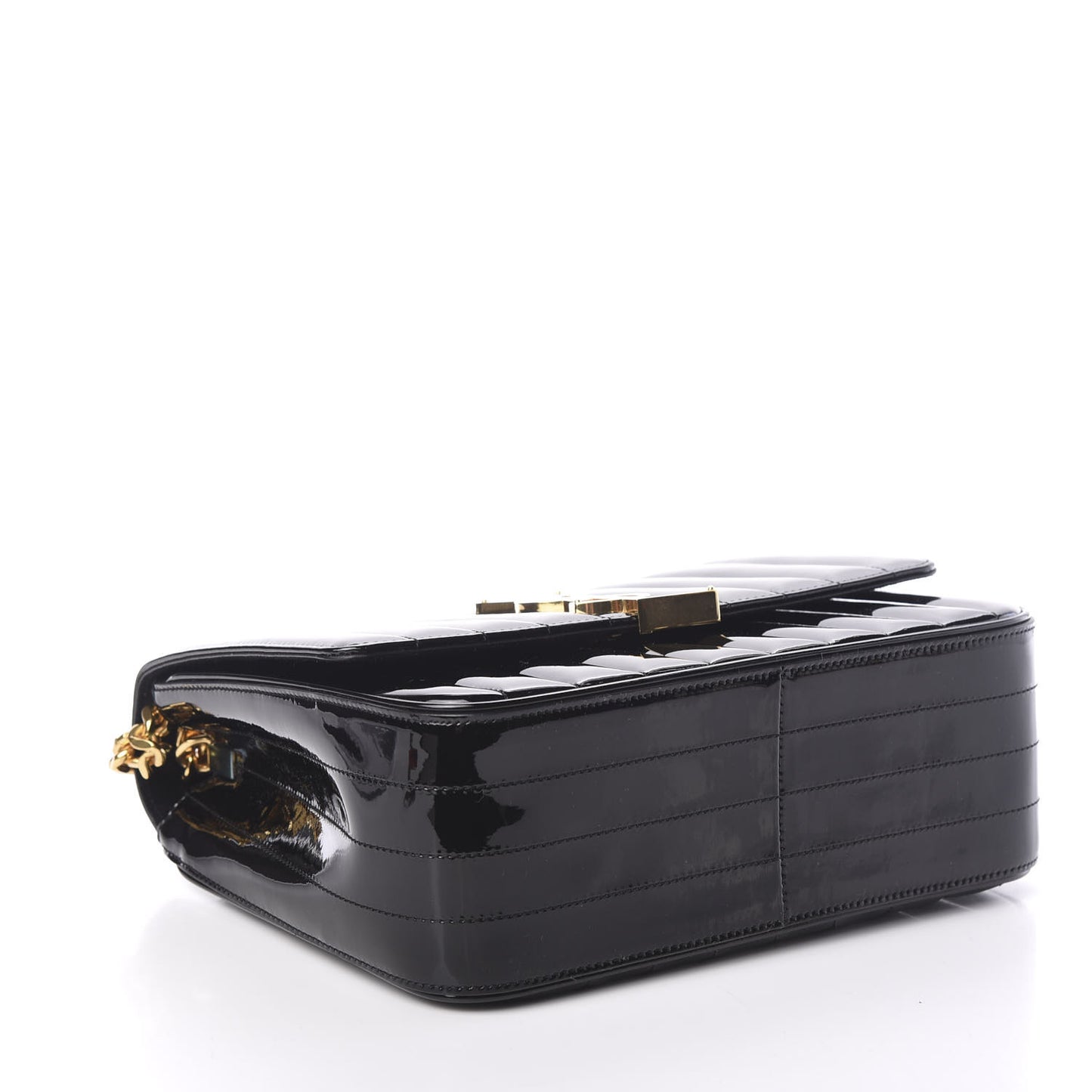 Patent Matelasse Monogram Large Vicky Chain Bag Black