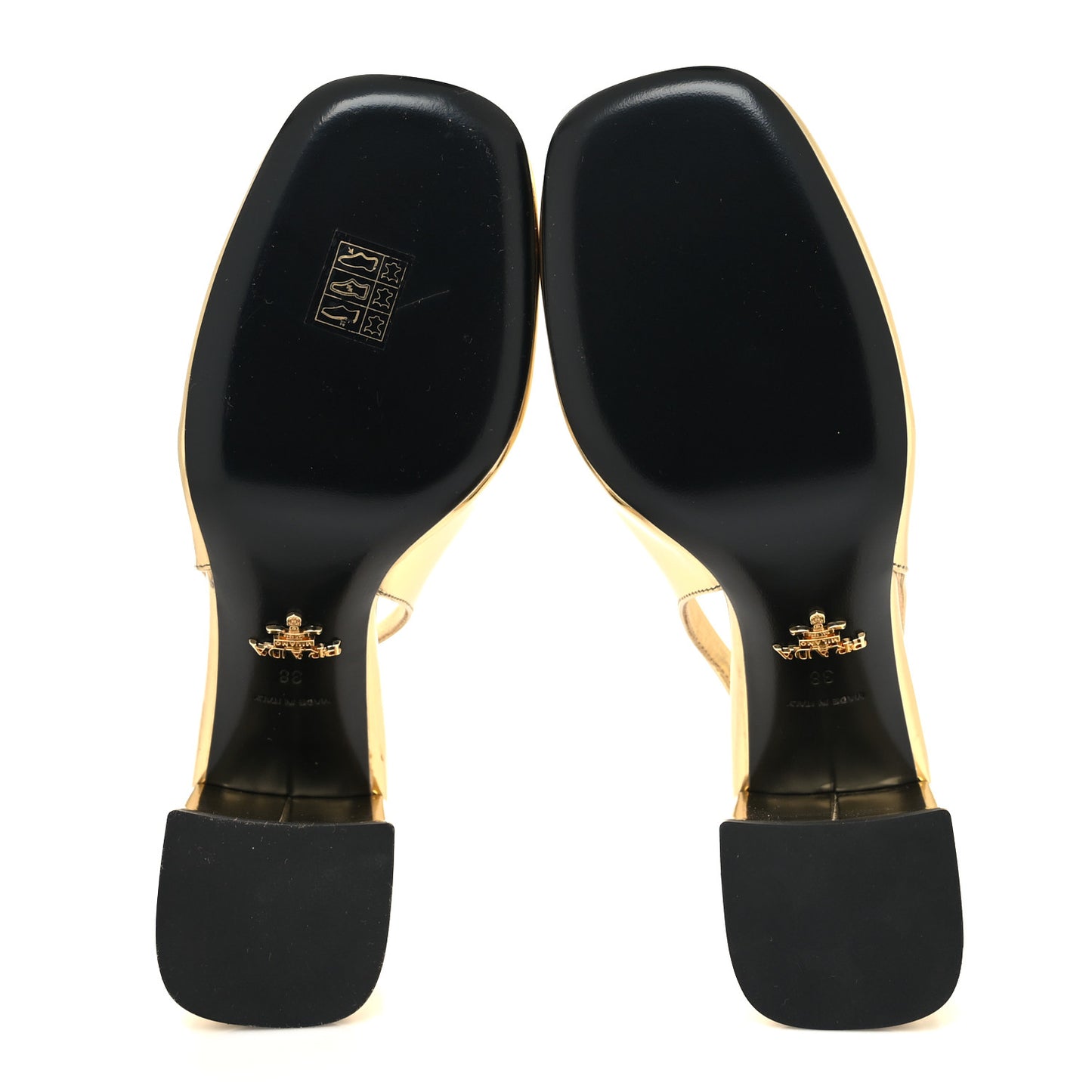 Metallic Patent Triangle Logo Slingback Pumps 38 Platino