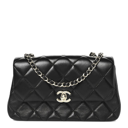 Chanel Lambskin Quilted Rectangular Phone Holder Clutch With Chain Black 1 of 11