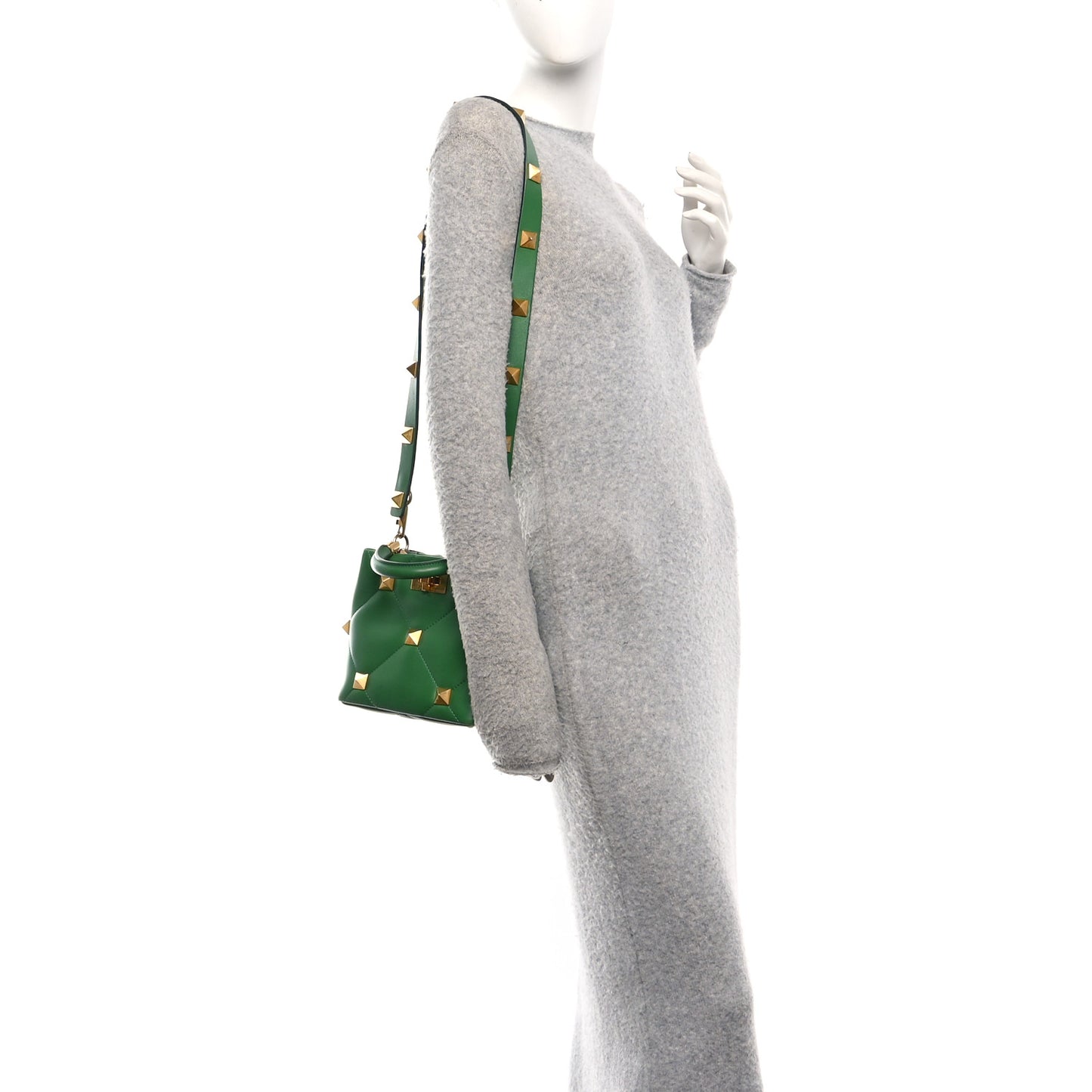 Nappa Small Roman Stud The Handle Bag Gea Green