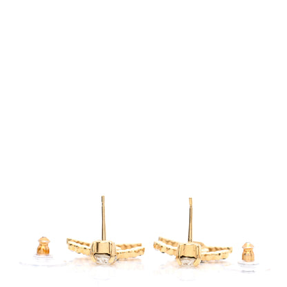 Chanel Resin Crystal Pearl CC Drop Earrings Gold Black 3 of 5