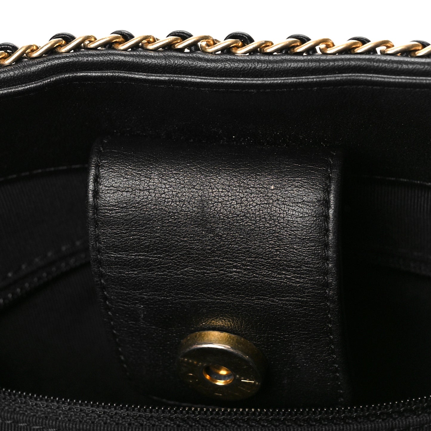 Calfskin Quilted Chain Lines Shopping Tote Black
