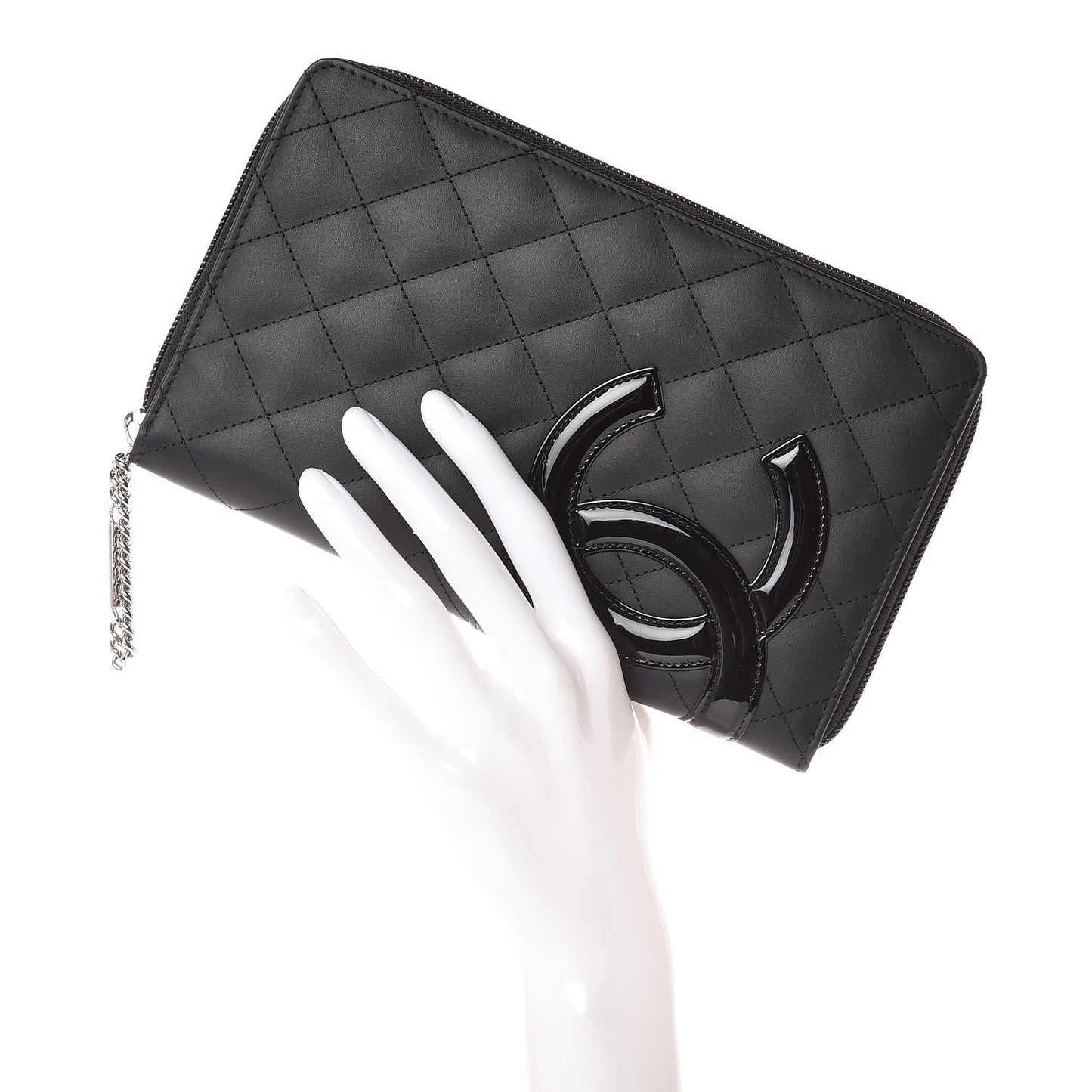 Calfskin Cambon Zip Around Organizer Wallet Black
