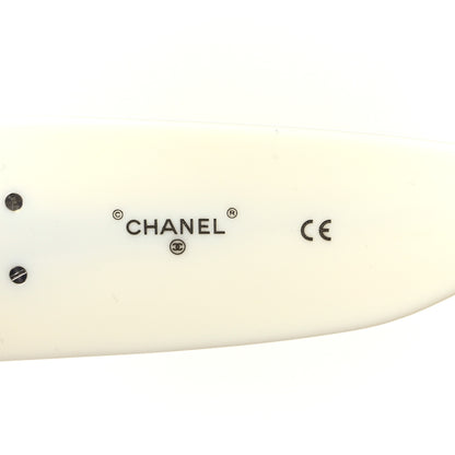 Chanel Acetate Shield Sunglasses 71466 White Black 5 of 7