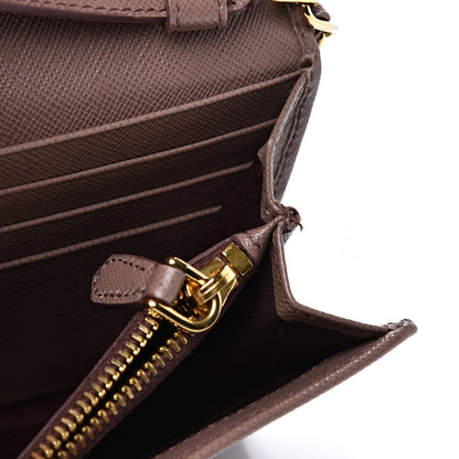 Prada Saffiano Metal Oro Chain Wallet Dark Rose 13 of 14