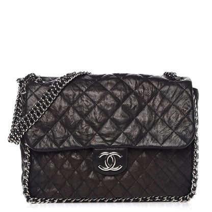 Chanel Washed Lambskin Quilted Maxi Chain Around Flap Black 1 of 10