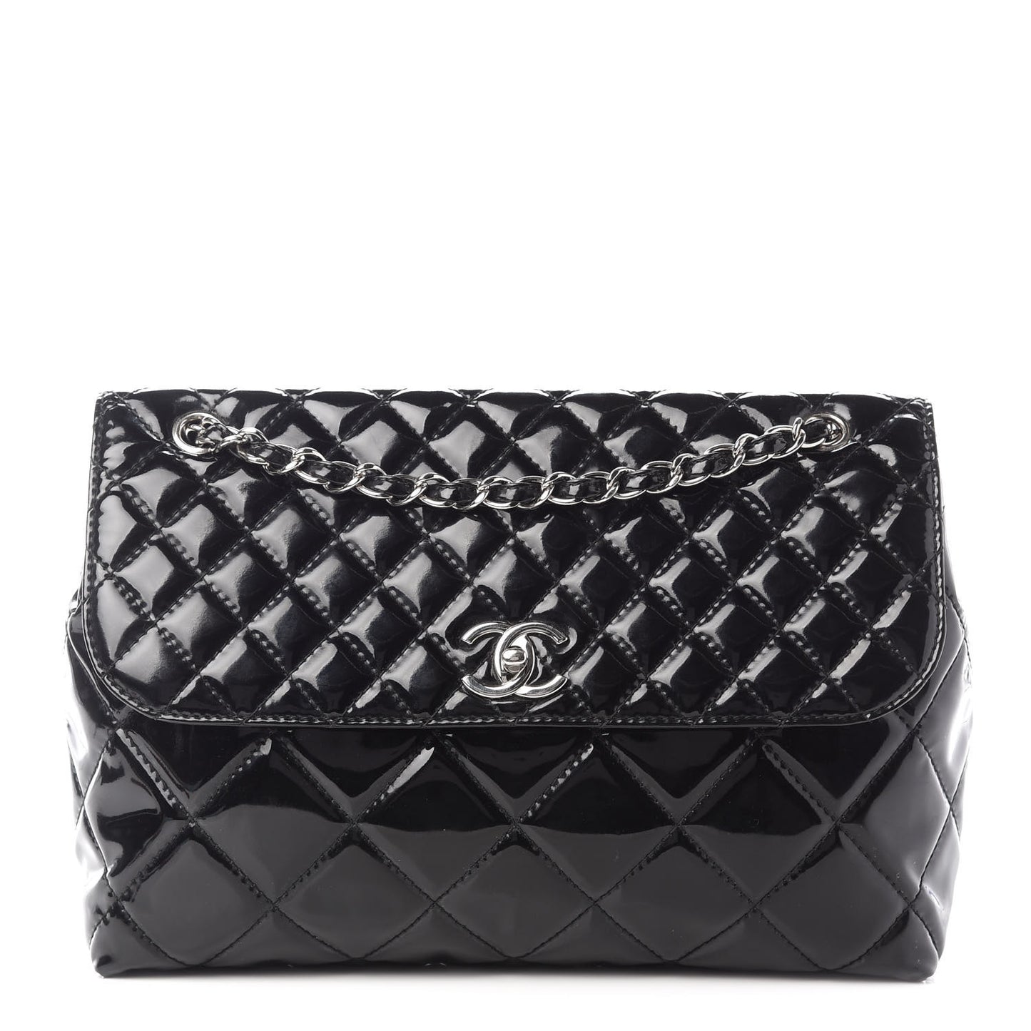Vinyl Quilted In the Business Flap Bag Black