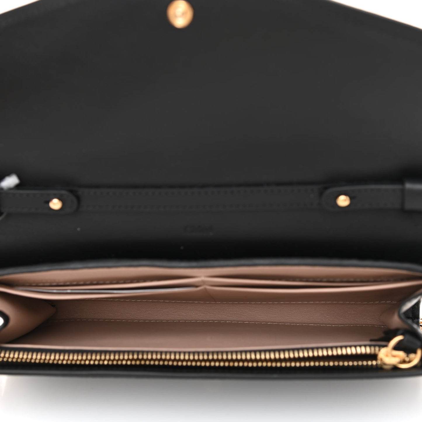 Shiny Grained Calfskin Aby Wallet on Chain Black