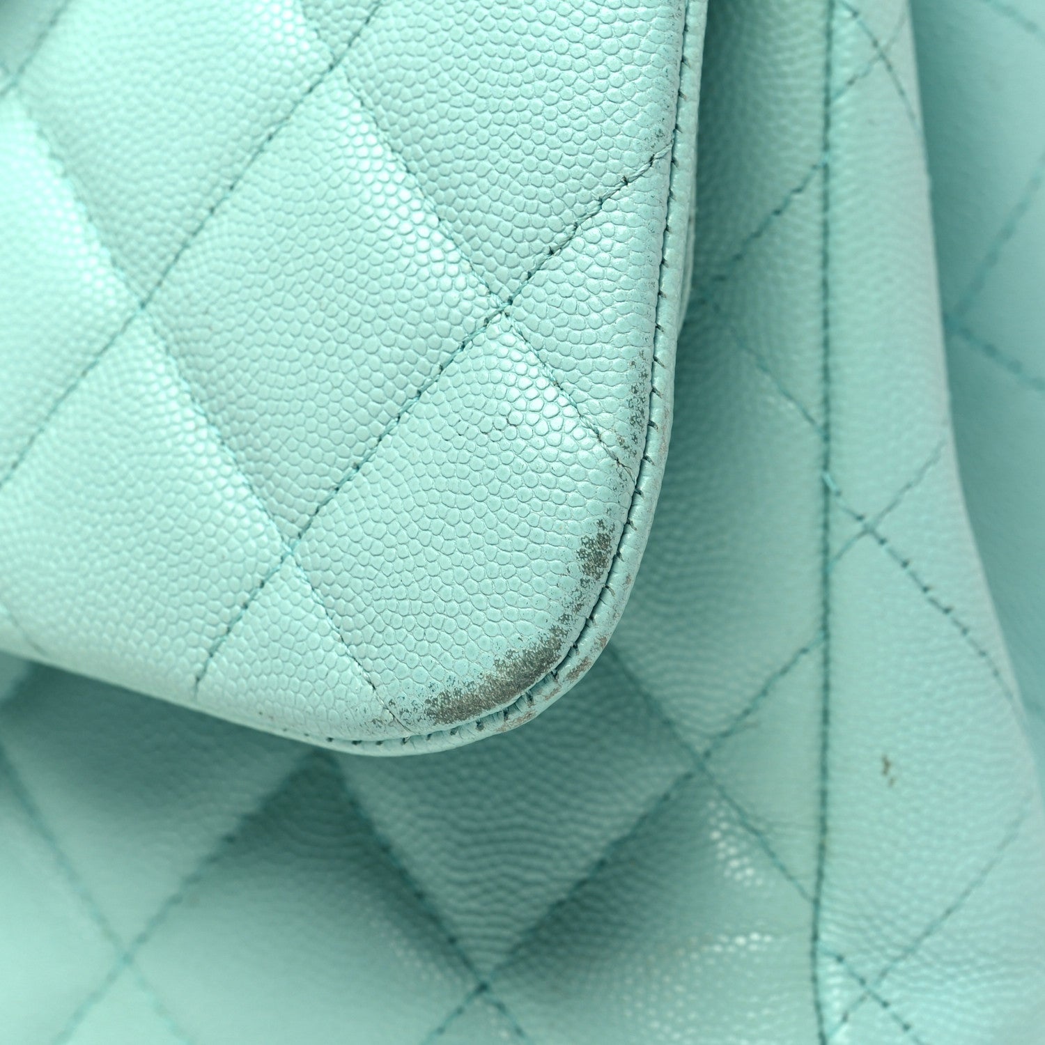Chanel Caviar Quilted Jumbo Double Flap Light Green 13 of 16