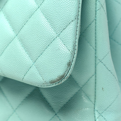 Chanel Caviar Quilted Jumbo Double Flap Light Green 13 of 16