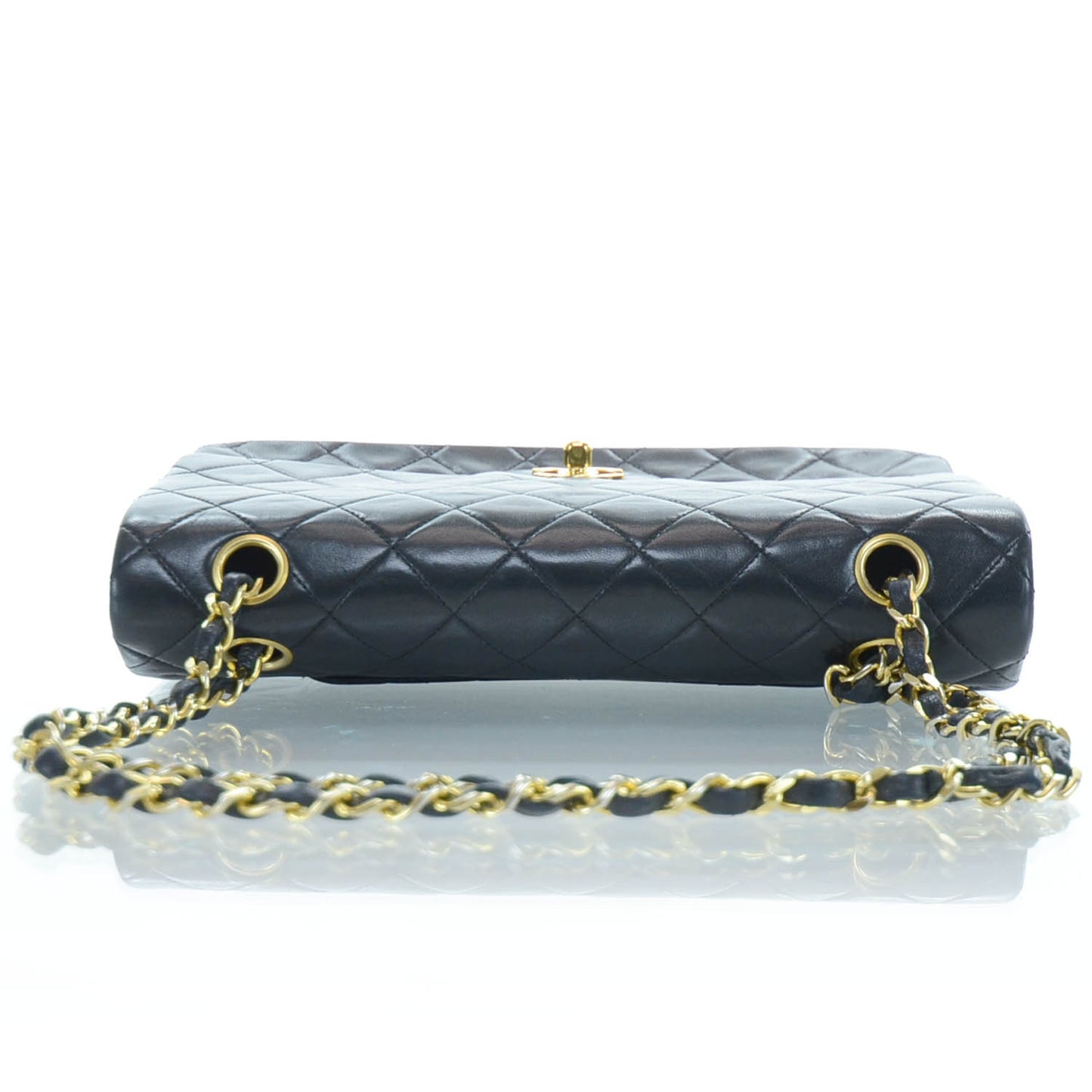 Lambskin Medium Double Flap Black