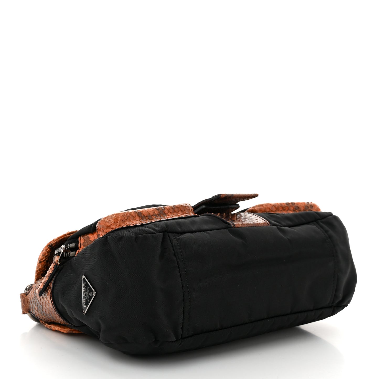 Tessuto Nylon Snakeskin Shoulder Bag Black Orange