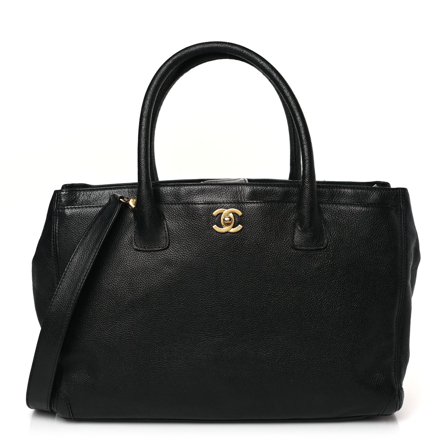 Calfskin Cerf Executive Shopper Tote Black