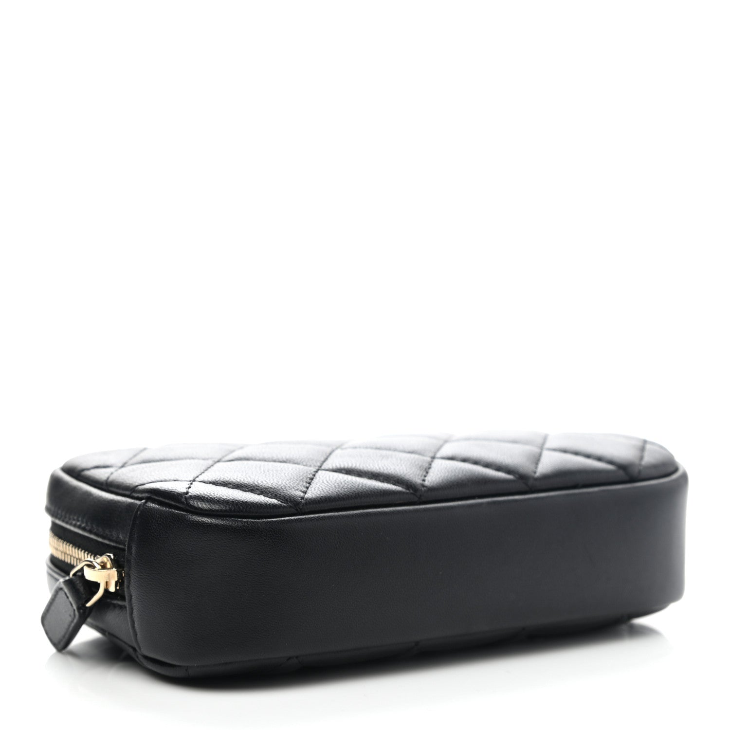 Chanel Lambskin Quilted Small Curvy Pouch Cosmetic Case Black 4 of 8