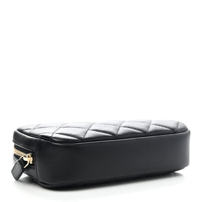 Chanel Lambskin Quilted Small Curvy Pouch Cosmetic Case Black 4 of 8