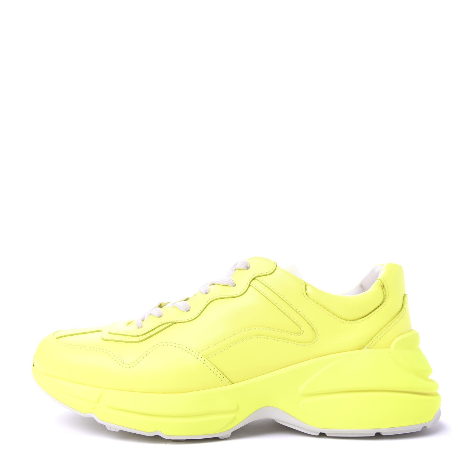 Gucci Calfskin Mens Rhyton Sneakers 8.5 Yellow Fluo 1 of 10