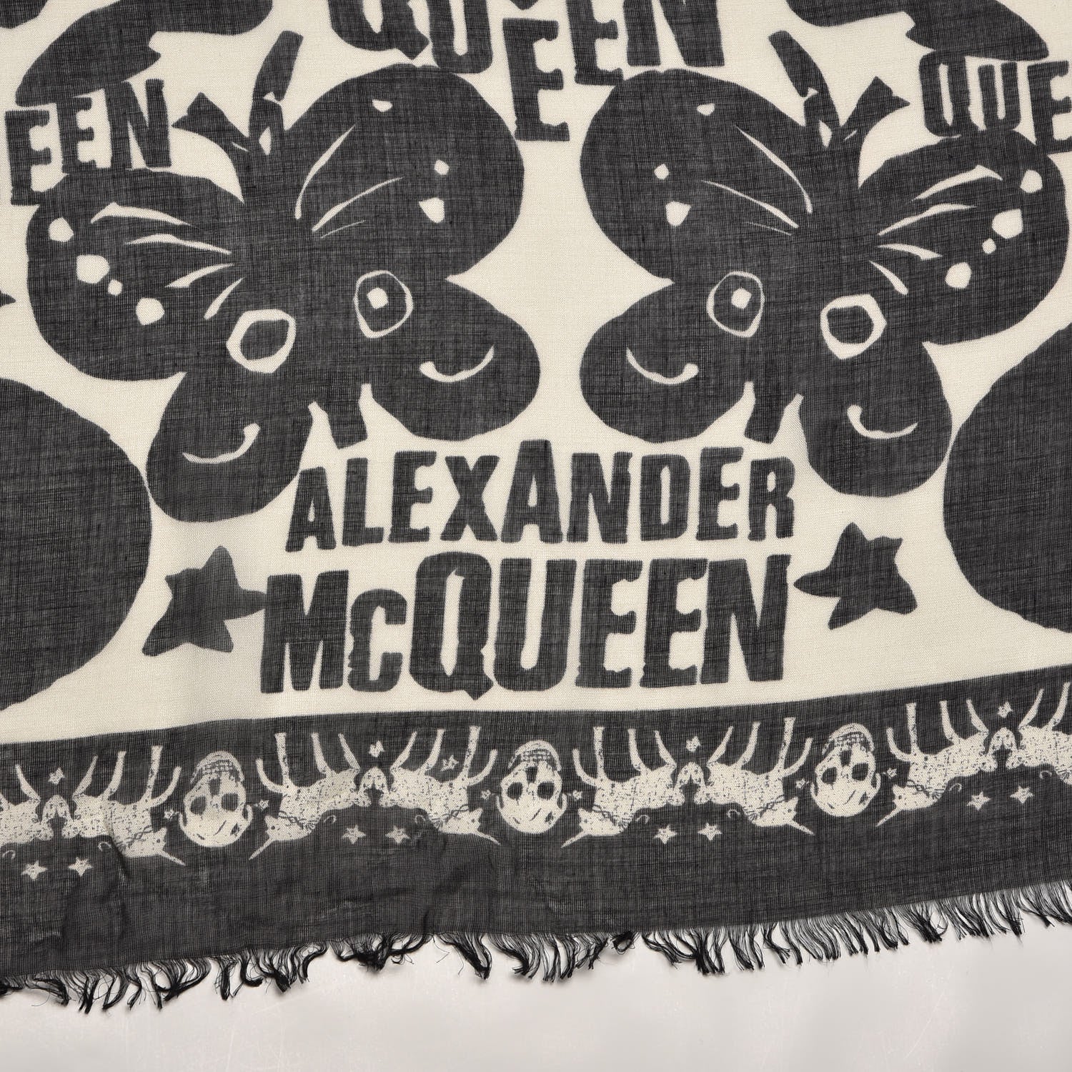 Alexander McQueen Modal Silk Fairy Tale Scarf Black White 3 of 4