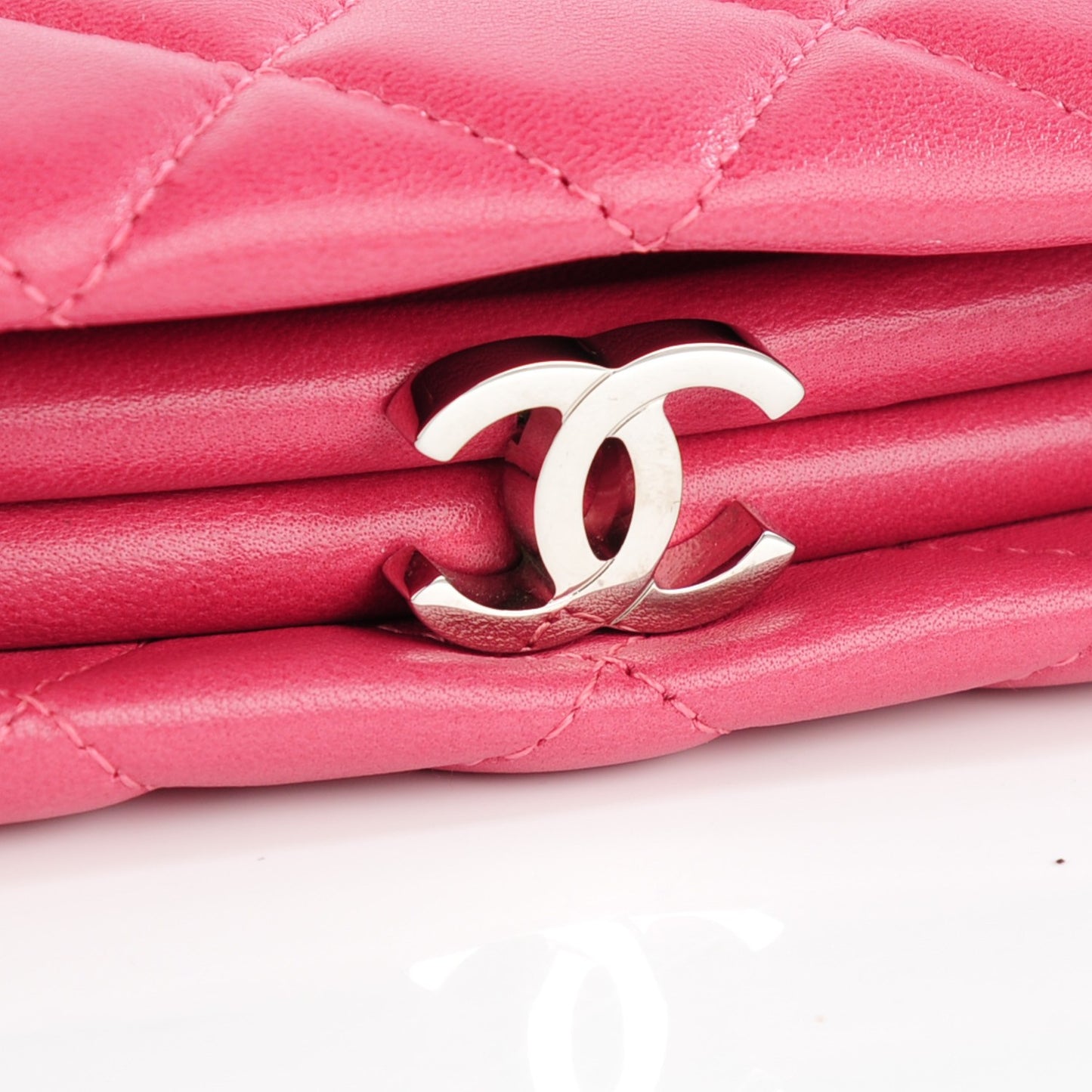Lambskin Quilted Clutch Dark Pink