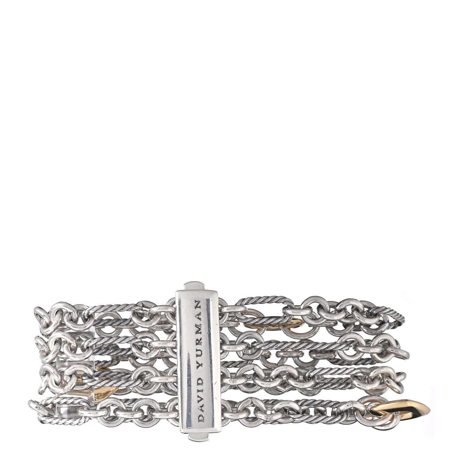 David Yurman Sterling Silver 18K Yellow Gold 4 Strand Bracelet 3 of 4