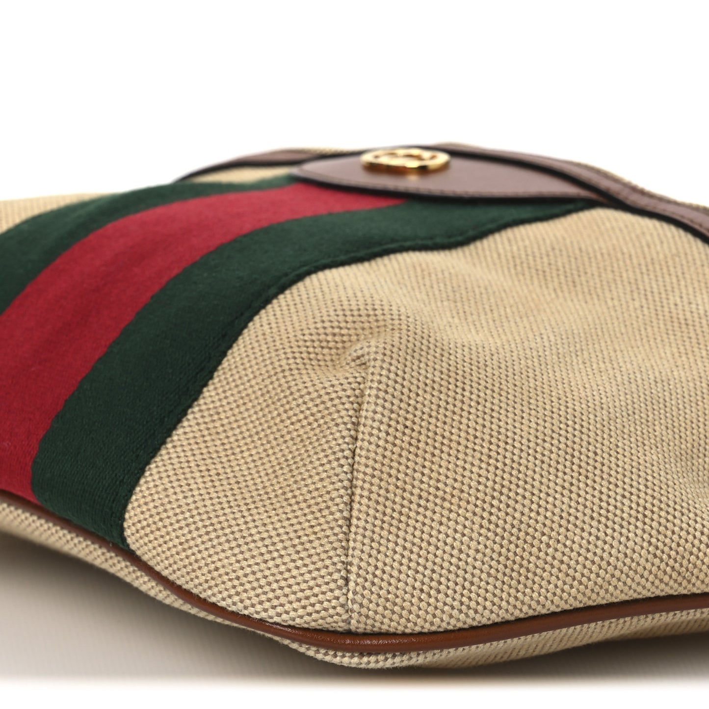 Vintage Canvas Web Belt Bag Sand Cuir