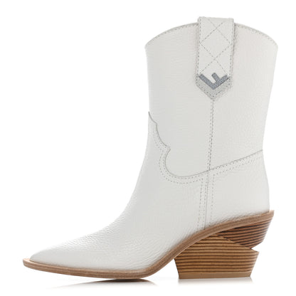 Fendi Grained Calfskin Cutwalk Ankle Boots 38 White 1 of 8