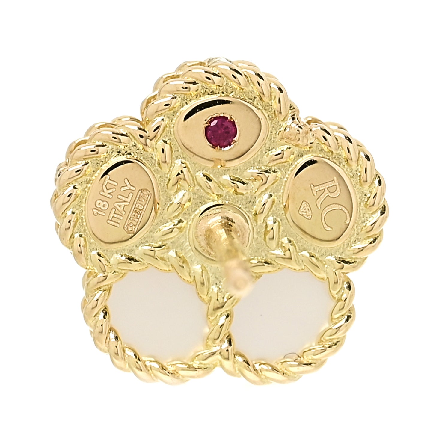 18K Yellow Gold Diamond Mother of Pearl Daisy Earrings