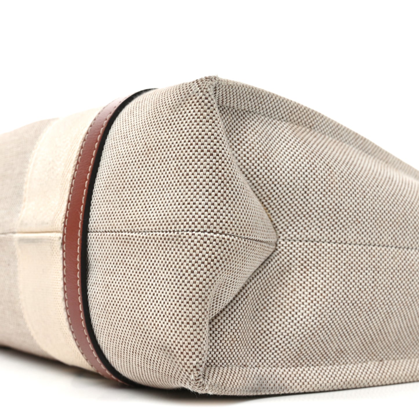 Cotton Calfskin Medium Woody Ribbon Tote White Brown