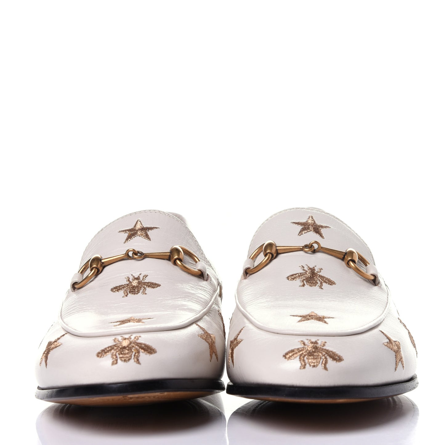 Goatskin Bee Star Embroidered Womens Jordaan Loafers 39 Mystic White