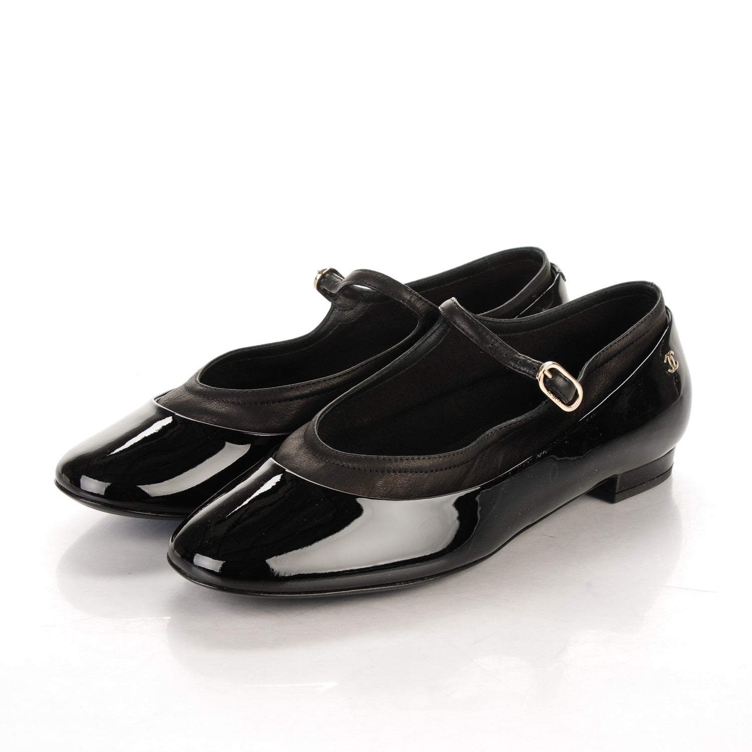 Chanel Patent Calfskin Mary Jane Ballerina Flats 38.5 Black 3 of 7