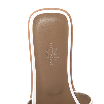 Hermes Box Calfskin Oran Sandals 37 White 6 of 8