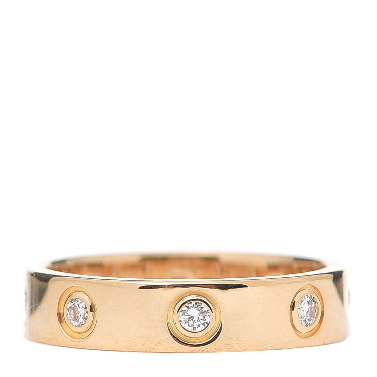 18K Yellow Gold 8 Diamond 4mm Band LOVE Ring 48 4.5